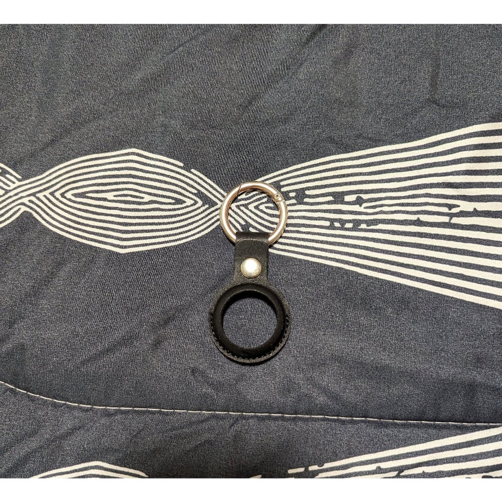 Black leather AirTag Key Ring